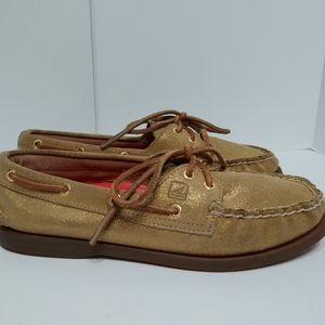 Sperry top sider gold glitter boat shoes